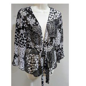 Christopher & Banks Sheer Black & White Top